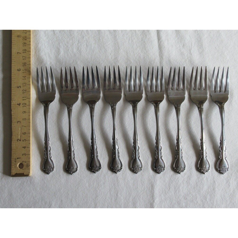 Roberts Rogers Co Korea & Taiwan DELIGHT Stainless Lot of 9x Salad Forks 6"